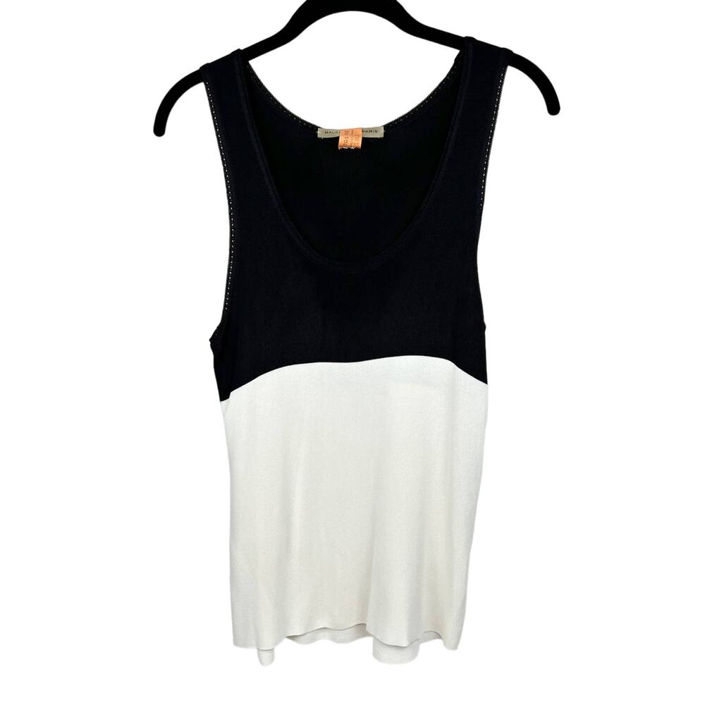 Balenciaga Paris Colorblock Black & White Two Tone Knit Tank Size 40/M